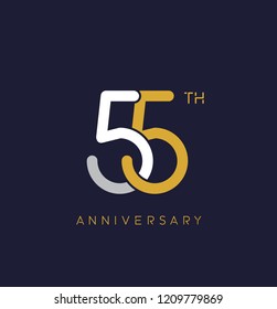 55th anniversary logo.overlapping number with simple monogram color. vector design for greeting card and invitation card.