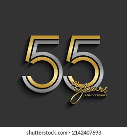 Logotipo del 55º aniversario. Diseño de planilla de celebración del aniversario para folletos, folletos, revistas, afiches de folletos, banner, web, invitación o tarjeta de saludo. Ilustraciones vectoriales.