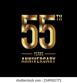 Logotipo del 55º Aniversario. Diseño de planilla de celebración del aniversario con anillo de oro para folletos, folletos, revistas, póster de folleto, banner, web, invitación o tarjeta de saludo. Ilustraciones vectoriales.