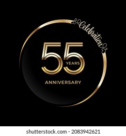 55th anniversary logotype. Golden anniversary celebration emblem design for booklet, leaflet, magazine, brochure poster, web, invitation or greeting card. Vector illustrations. EPS 10