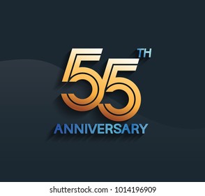 55th anniversary logotype with multiple line golden color isolated on dark blue background for celebration