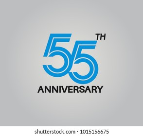 55th anniversary logotype with multiple line style blue color isolated on white background for celebration