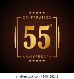 55th golden anniversary logo, laurel wreath isolated on black background, vector design