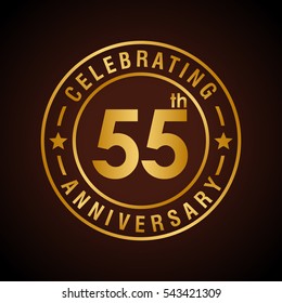 55th golden anniversary logo, laurel wreath isolated on black background, vector design