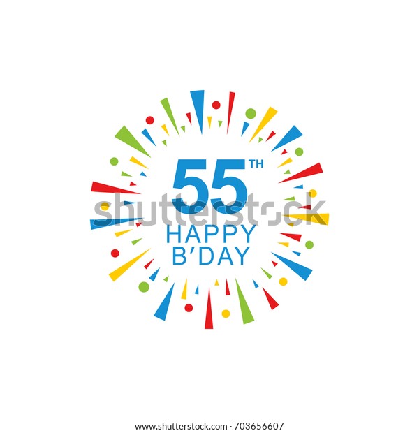 55th Happy Birthday Logo Circle Shape Stock Vector Royalty Free