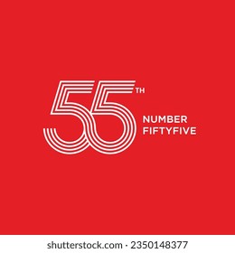 55th linear outline modern logo, icon, greeting card design concept. Vector illustration