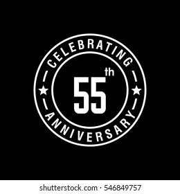 55th white anniversary logo, vector celebration design with circle on black background.