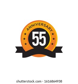 55th year anniversary emblem logo design vector illustration template