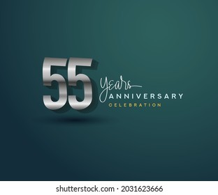 55th years anniversary celebration design with bold number shape silver color for special celebration event.