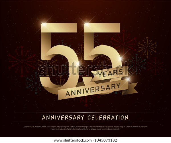 55th Years Anniversary Celebration Gold Number Stock Vector (Royalty ...