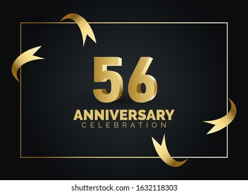 56 Anniversary celebration with gold number on square frame background