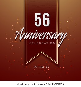 56 Anniversary celebration luxury design with wood motive background on the ribbon