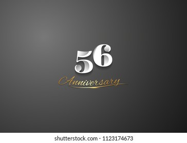 56 Anniversary elegant logotype design, white colored isolated on black background