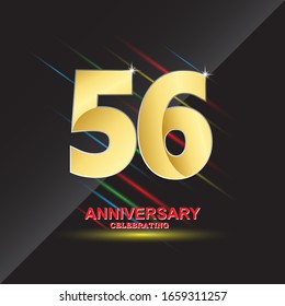 56 anniversary logo vector template. Design for banner, greeting cards or print