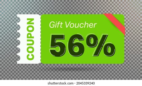 56% coupon promotion sale for website, internet ads, social media. Big sale and super sale coupon code 56 percent discount gift voucher coupon vector illustration summer offer ends weekend holiday