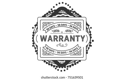 56 days warranty icon vintage rubber stamp guarantee