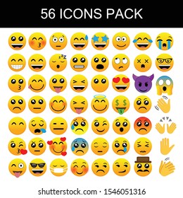 56 Emojis Pack Icons Set Vector