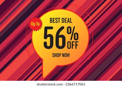 56 fifty-six Percent off sale shopping banner label background. office fashion