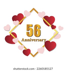 56 glossy gold number vector set. Realistic romantic typeface. Decorative numbers for Valentines, Mothers day, wedding banner, cover, birthday or anniversary, holiday party.