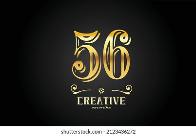 56 gold number logo icon design. Creative template for business and company