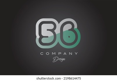 56 green grey number logo icon design. Creative template for business and company