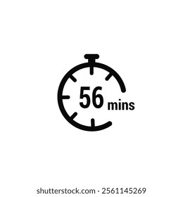 56 Minutes Clock Icon white design background.