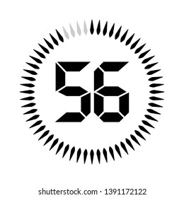 The 56 minutes or seconds, stopwatch vector icon, digital timer. clock and watch, timer.