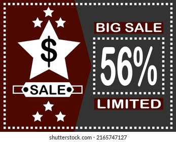 56% off. Big sale vector banner with discount star.