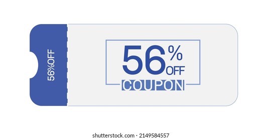 56% Rabatt auf Coupon Vektor.56 6% Rabatt Coupon. Blau und Grau.  Gutschein. Weißer Hintergrund.