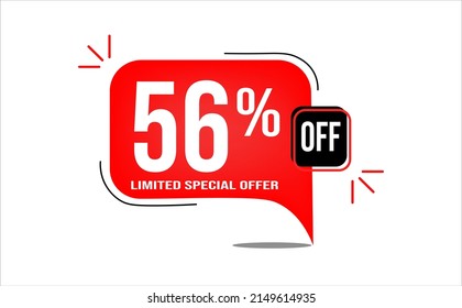 56% off limited offer. White and red banner with clearance details