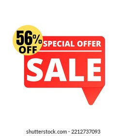 56% Off. Red Sale Tag Speech Bubble Set. special discount offer