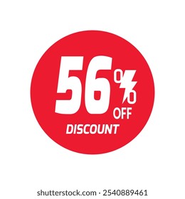 56% OFF Sale Discount Banner offer price tag. Special offer sale red label. Vector Modern Sticker Illustration Background