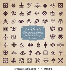 56 Ornamental elements for design and page decoration