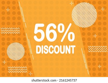 56 percent off. Orange and white banner with strip for promotions and offers.