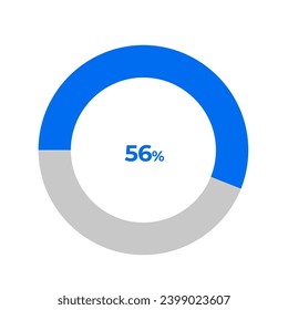 56 percent pie chart outline stroke vector illustration eps 