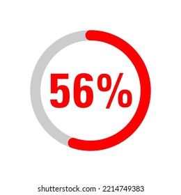 56 percents pie chart infographic elements. 56% percentage info graphic circle icons for download, illustration, business, web design
