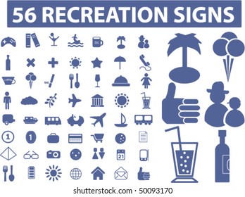 56 recreation signs. vector