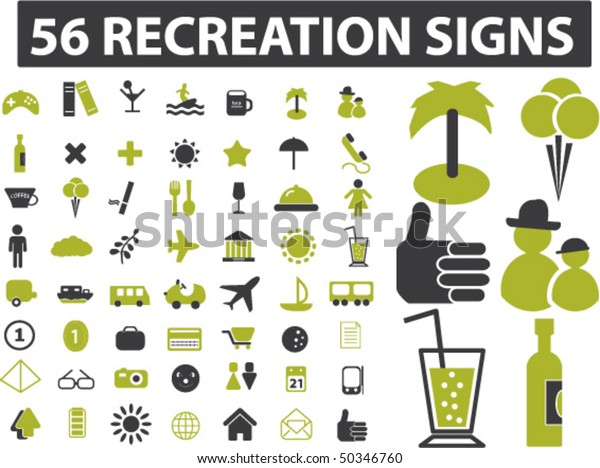 56 recreation signs.\
vector