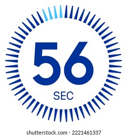 56 seconds,concept of time,timer icon,vector illustration,circle time pie diagram.