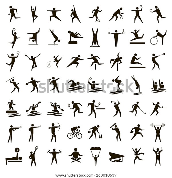 56 Vector Black Sports Icons On Stock Vector (Royalty Free) 268010639