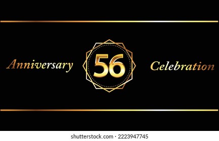 Celebración del 56 Aniversario del Diseño Vector con forma hexagonal de oro. Celebración del 56 aniversario. Banner de lujo de oro de la celebración del 56º aniversario.