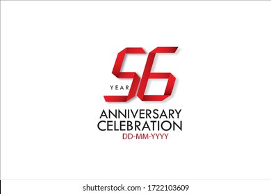 56 year anniversary, Red Dark Contour color with Speedy Design minimalist logo vector illustration on white background - Vector