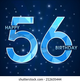 56 year birthday celebration label, 56th anniversary decorative polygon emblem - vector illustration