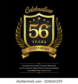 56 year celebration anniversary logo vector isolated on black background