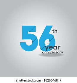 56 Years Anniversary Celebration Blue and White Vector Template Design Illustration