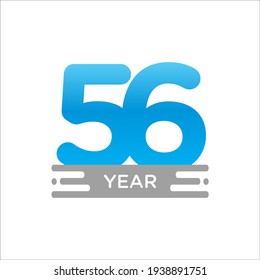 56 years anniversary celebration template for flyer, banner, poster, greeting cards, or print. Vector Eps10
