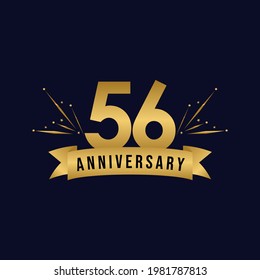 56 years anniversary celebration template for social media post, flyer, banner, poster, greeting cards, or print. Vector Eps10