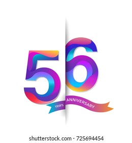 56 Years Anniversary with colorful stylized number. Applicable for brochure, flyer, Posters, web and Banner Designs. Vector illustration.