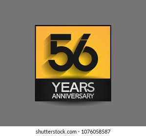 56 years anniversary design square style yellow and black color isolated on gray background for celebration event