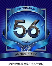 56 years anniversary design template for invitation, advertising, banner, vector design